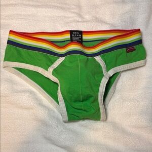 Green Briefs with Rainbow Waistband